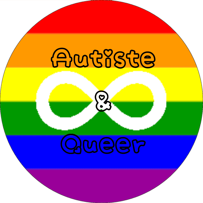 drapeau arc en ciel, autiste et queer, signe infini