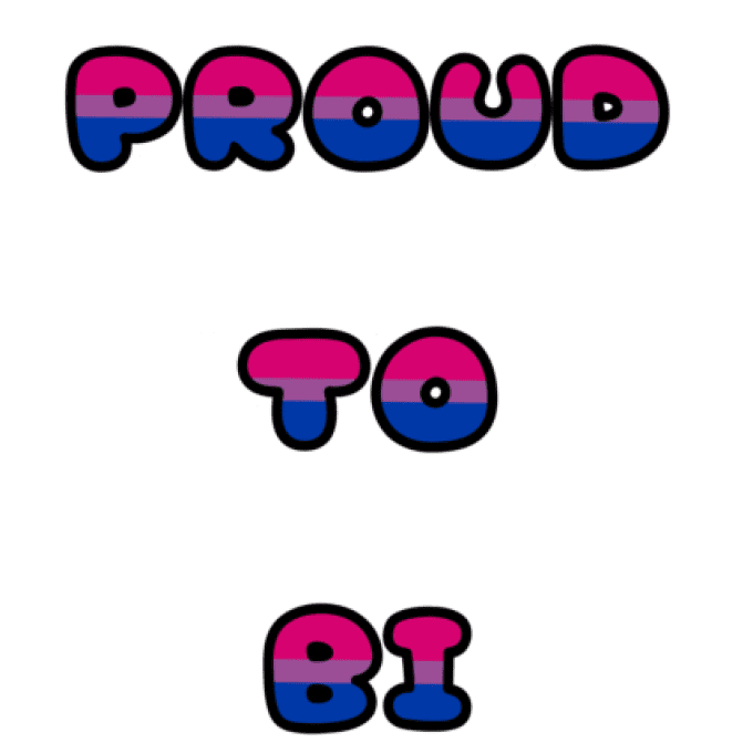Proud to bi écrit aux couleurs du drapeau bi